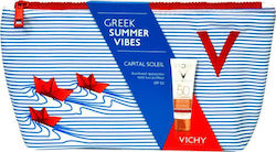 Vichy Greek Summer Vibes Set cu Crema de protecție solară pentru față și Toc de călătorie