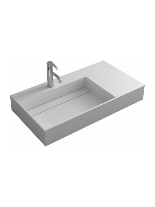Inter Ceramic iStone Countertop Sink made of Synthetic Material 90x48x13cm White