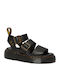 Gryphon Quad Δερμάτινα Γυναικεία Σανδάλια Flatforms Μαύρα