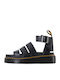 Dr. Martens Clarissa II Quad Leder Damen Flache Sandalen mit Riemen Flatforms in Schwarz Farbe