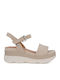 D Gardenia C Anatomic Women's Leather Ankle Strap Platforms Beige