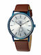 Bigotti Milano Herrenuhr 42mm Batterie mit Braun Lederarmband