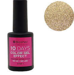 Bioshev Professional 10 Days Color Gel Effect Glitter Βερνίκι Νυχιών Μακράς Διαρκείας Χρυσό 030 11ml