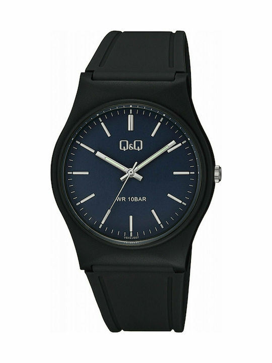 Q&Q Herrenuhr 40mm Batterie mit Schwarz Kautschukarmband