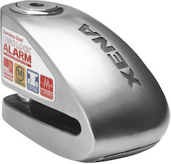 Xena XX15 Motorcycle Disc Brake Lock with Alarm & 14mm Pin in Silver