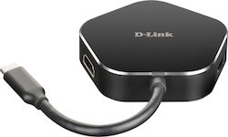 D-Link USB-C Docking Station mit HDMI 4K PD Ethernet Schwarz (DUB-M420)