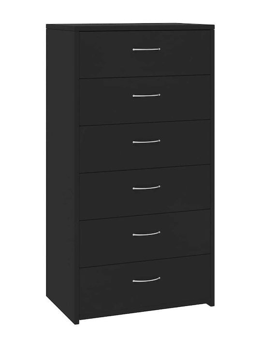 Wooden Storage Drawers with 7 Drawers Μαύρη L50xW34xH96cm