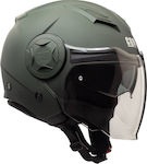 CGM 129A Illinois Green Matt Motorradhelm Jet E...