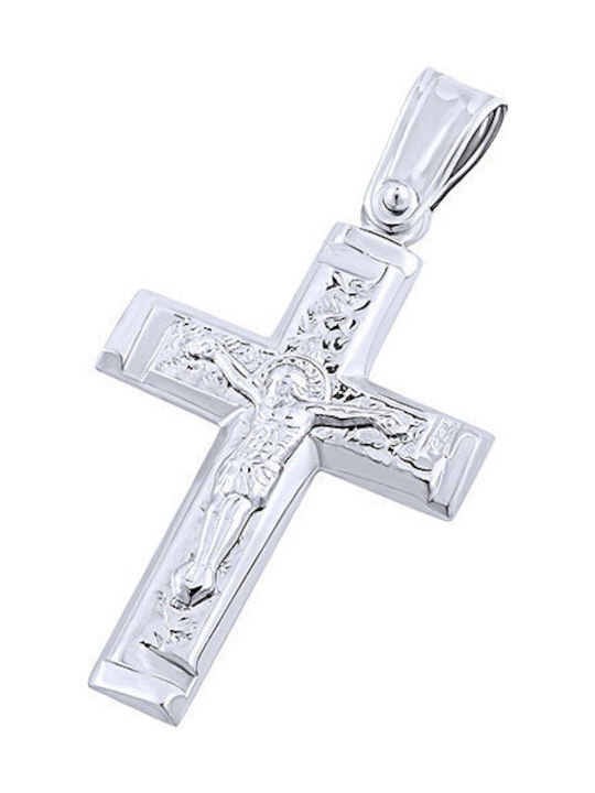 14K Weißgold männliches Kreuz, T04719