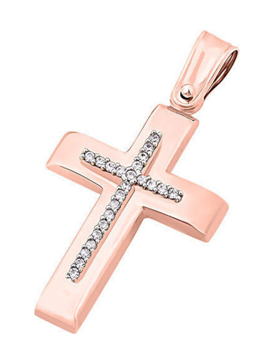 14K Rose gold women's cross, T04019