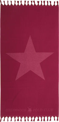 Greenwich Polo Club Star Beach Towel Pareo Red with Fringes 170x90cm.