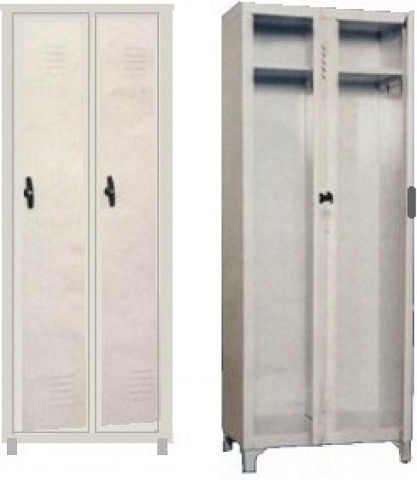 Zweiflügeliger Schrank Metallisch mit Trennwand & 2 Regale 66x40x170cm