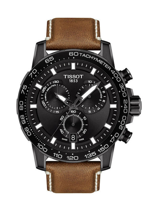Tissot Supersport Ανδρικό Ρολόι 45mm Χρονογράφος με Καφέ Δερμάτινο Λουράκι