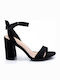 Envie Shoes Suede Women's Sandals with Ankle Strap Black