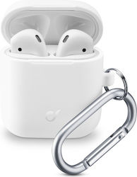 Cellular Line Bounce Case Silicone with Hook in White color for Apple AirPods 1 / AirPods 2
