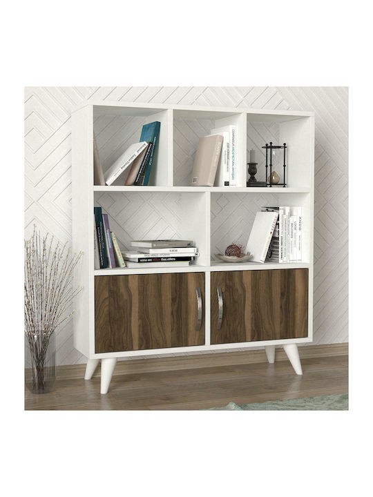 Bookcase Symi White-dark Brown 90x22x105cm