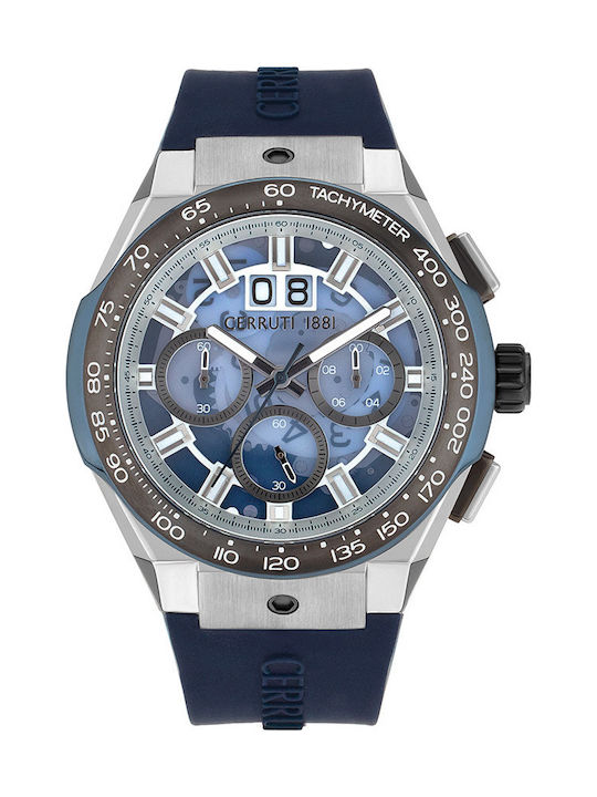 Cerruti Bieno Watch Chronograph Battery with Blue Rubber Strap