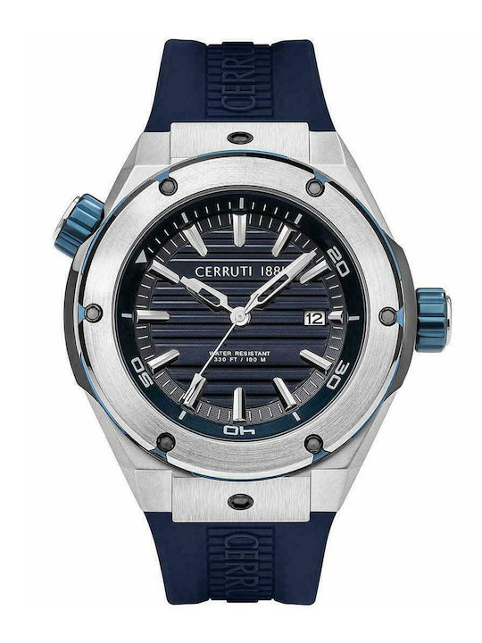 Ruscello Men's Watch 44mm Battery with Blue Rubber Strap