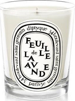 Diptyque Scented Candle Jar with Scent Feuille De Lavande White 190gr 1pcs