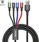 Baseus Rapid Series Braided USB to Lightning / Type-C / 2x micro USB Cable 3.5A Πολύχρωμο 1.2m (CA1T4-C01)