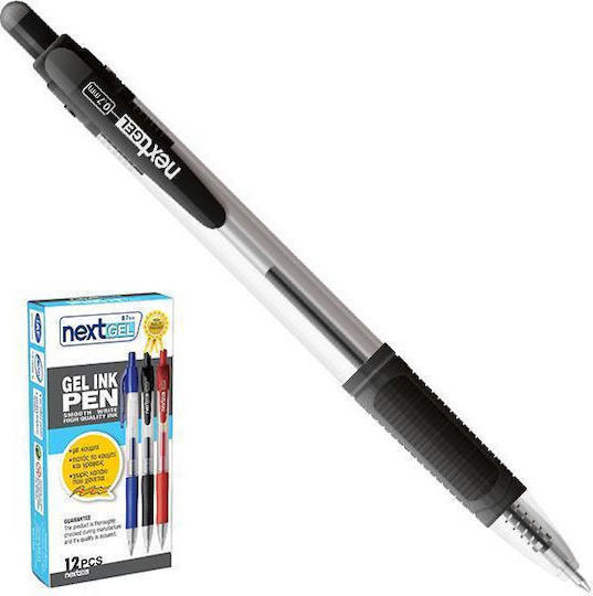 Next G367 Pen Gel 0.7mm Black with Black Ink 12pcs