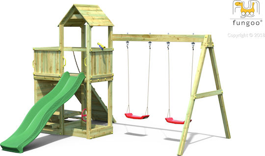 Fungoo Wooden Playground Tower with Climbing Surface Multicolour for 3+ Years