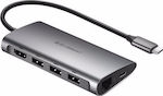 Ugreen USB-C Stație de andocare cu HDMI 4K PD Ethernet Gri (50771)