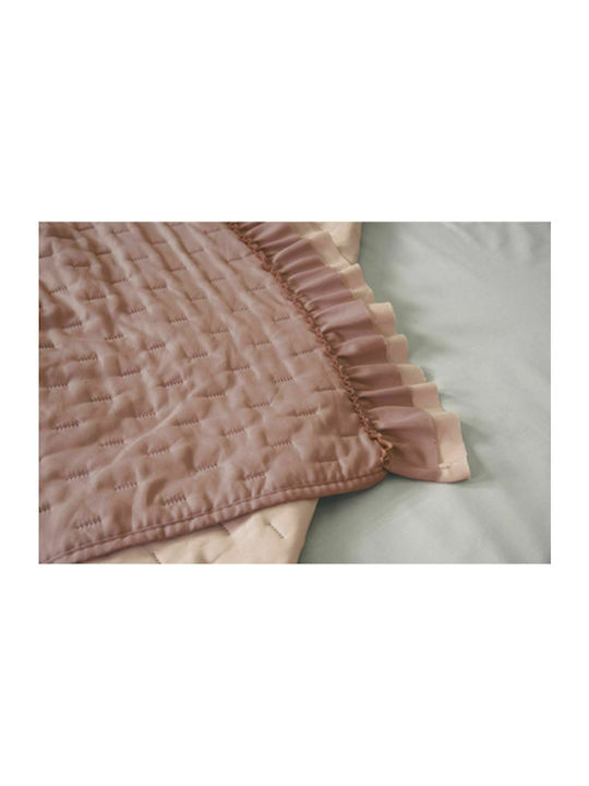 Flamingo Frill Coverlet Queen Size Microfiber Mocca/Beige 220x240cm