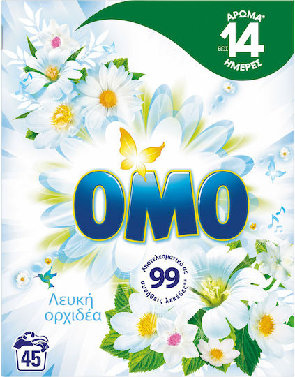 Omo Powder Detergent with White Orchid Scent for Colored, White & Woolen Clothes 2.745kg (45 Measures)
