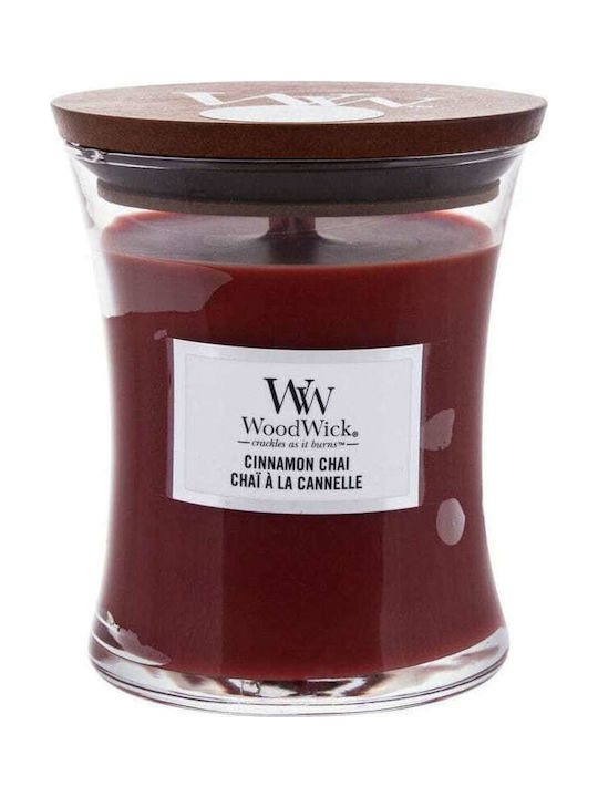 WoodWick Lumânare Aromată Borcan cu Aromă Chai cu scorțișoară Burgundy 275gr 1buc