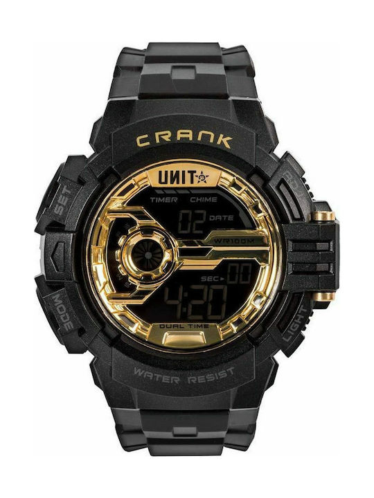 Unit Crank Watch Battery with Black Rubber Strap