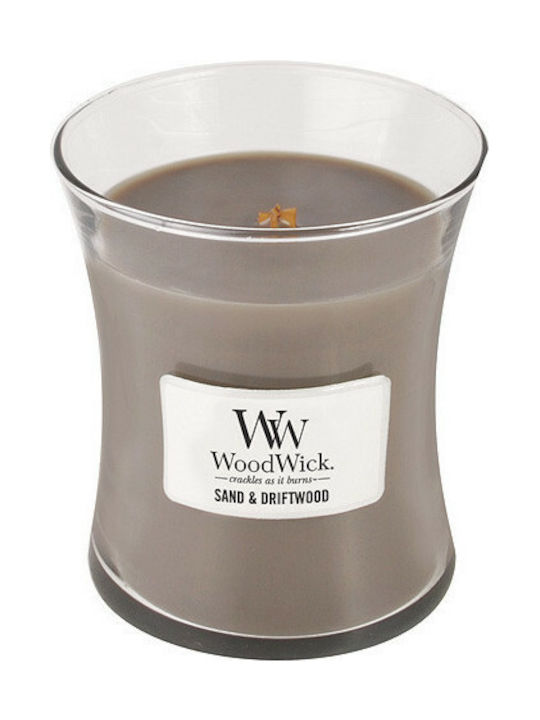 WoodWick Duftkerze Gefäß mit Duft Sand & Treibholz Braun 85gr 1Stück