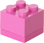 Room Copenhagen Lego Mini Box 4 Kids Lunch Plastic Box Pink L4.6xW4.6xH4.3cm