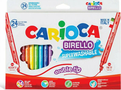 Carioca Birello Double Tip Washable Drawing Markers Thin Double Tip Set 24 Colors 41521