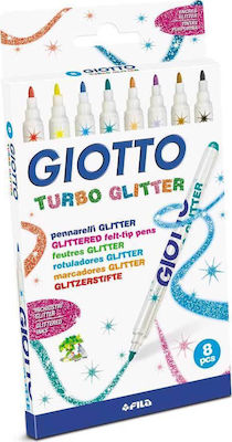 Giotto Turbo Glitter Glitter Markere de desen Subțiri Set 8 Culori