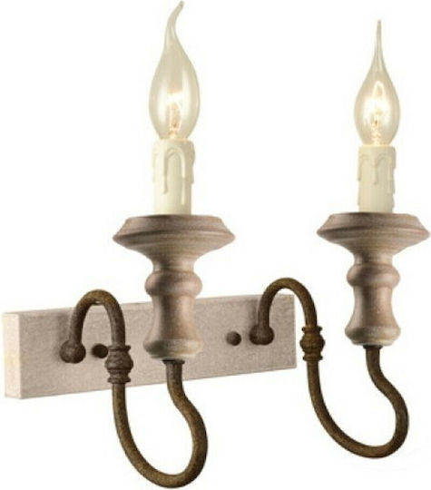 Aca Toulouse Vintage Lamp Wall with Socket E14 Beige 25x24x21cm
