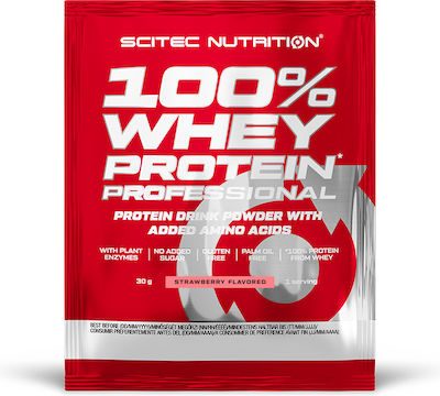 Scitec Nutrition 100% Whey Professional Πρωτεΐνη Ορού Γάλακτος με Γεύση Φράουλα 30gr