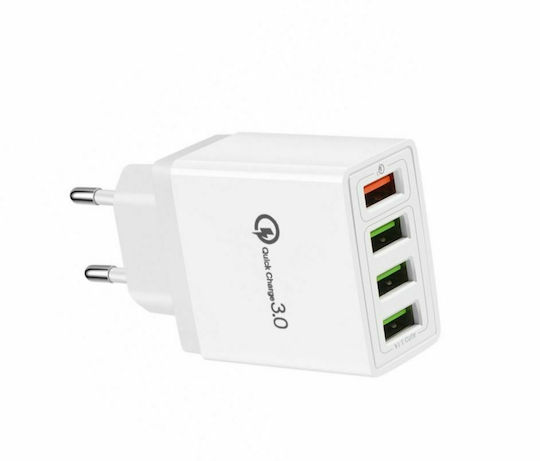 Charger Without Cable with 4 USB-A Ports Blacks (KeKe-QC-04)