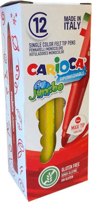 Carioca Jumbo Washable Drawing Markers Thick Set 12 Colors 40130/05