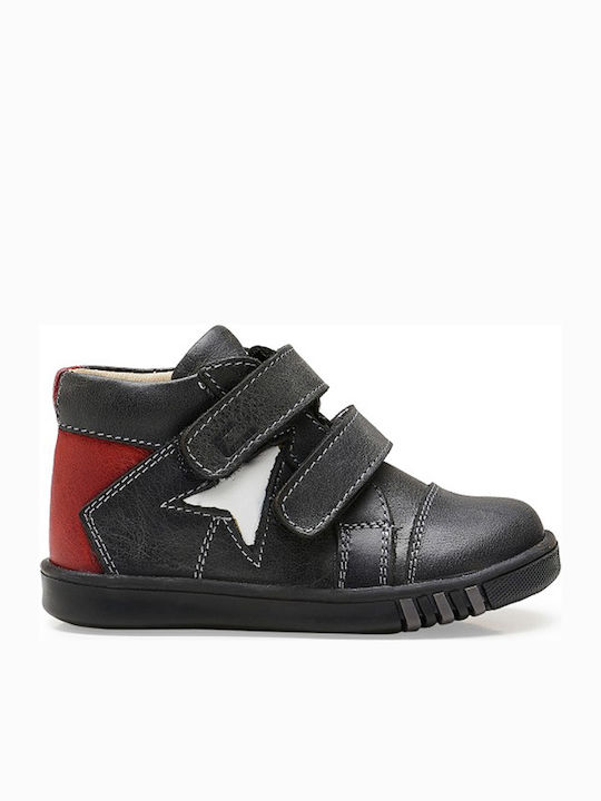 Crocodilino Kids Sneakers High Anatomic with Scratch Black