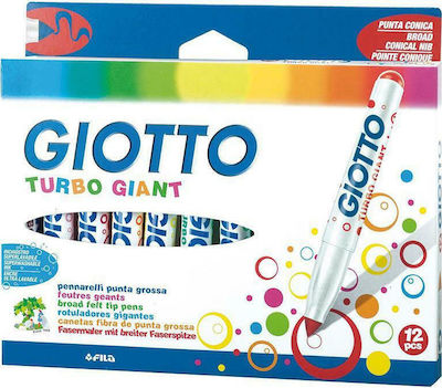 Giotto Turbo Giant Πλενόμενοι Μαρκαδόροι Ζωγραφικής Χονδροί σε 12 Χρώματα