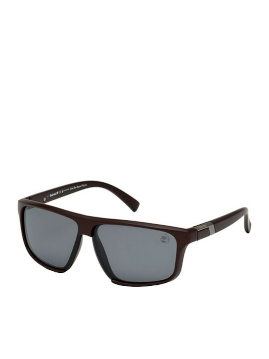 Timberland Men's Sunglasses with Burgundy Plastic Frame and Gray Polarized Lens TB9135-70D