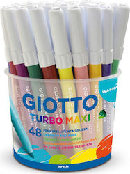 Giotto Turbo Maxi Washable Drawing Markers Thick Set 48 Colors