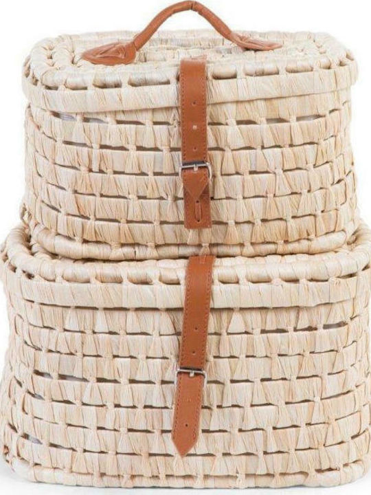 Childhome Παιδικό Καλάθι Αποθήκευσης από Ψάθα Corn Husk Μπεζ 2τμχ