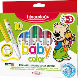 Fibracolor Baby Color 2+ Washable Drawing Markers Set 10 Colors