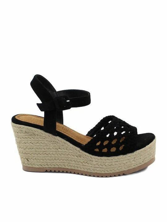 Refresh Women's Fabric Platform Espadrilles Black