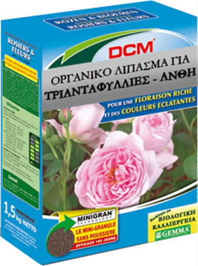 DCM Βιολογικό Κοκκώδες Λίπασμα Αζώτου, Φωσφόρου, Καλίου (6-4-10) για Τριανταφυλλιές, Ανθοφόρα Φυτά 1.5kg