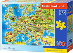 Детски Пъзел Map of Europe за 6++ Години 100бр Castorland