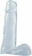 Basix Rubber Works Dildo realist cu Scrotum Transparent 20cm