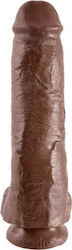 King Cock Dildo realist cu Testicule și Ventuză Maro 28cm